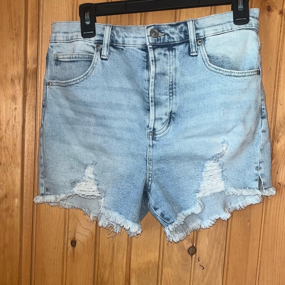 Light Wash Distressed Denim Shorts